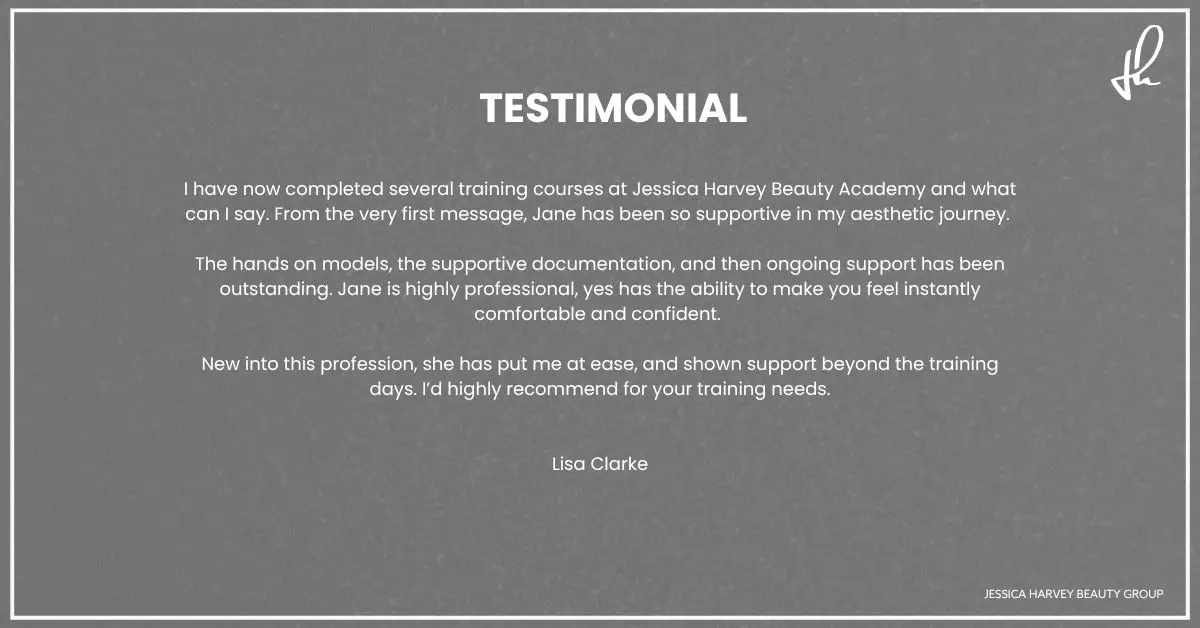 Jessica Harvey beauty academy client testimonial