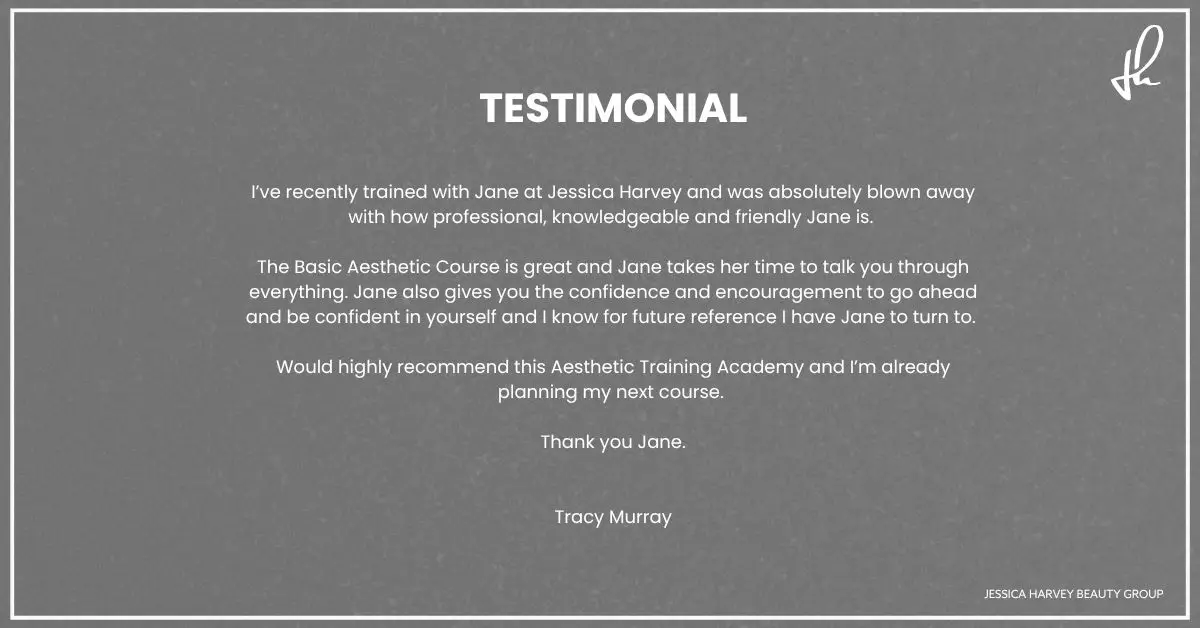 Jessica Harvey beauty academy client testimonial